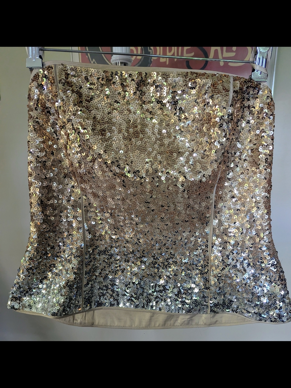 WHBM Ombre Sequin Bustier Top - Metallic Gold/Silver Size 14 $50 Like New!